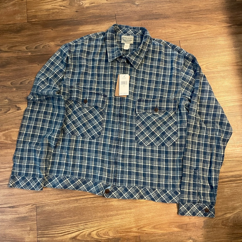 RRL Indigo Plaid Linen Windbreaker